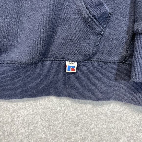 Russell Athletic Men’s Large Blue Hoodie Raised Logo Old Style Vintage Faded - Picture 4 of 12